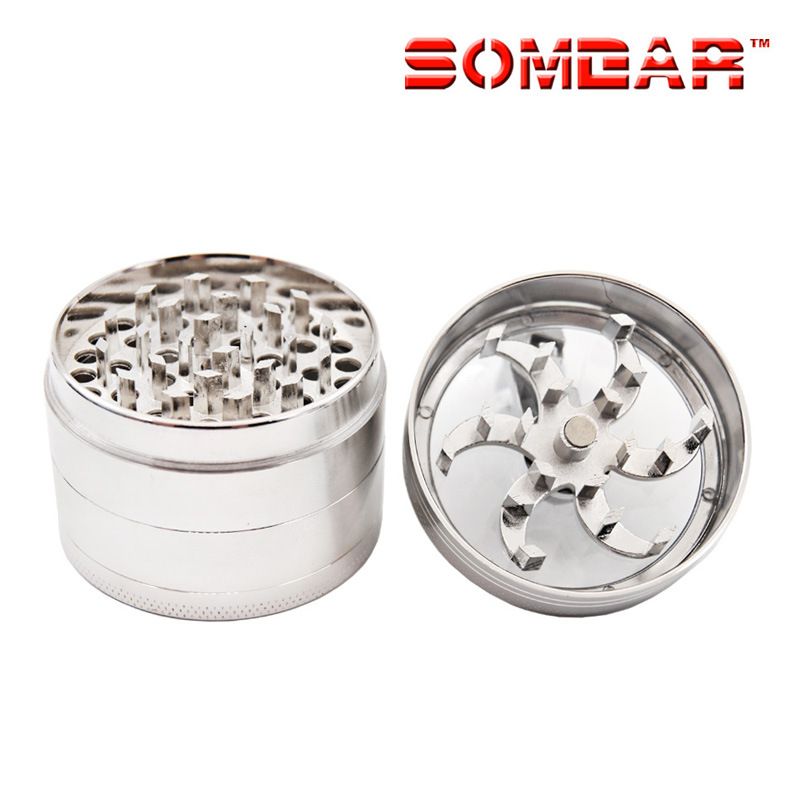 4 Layers Herb Tobacco Spice Weeds Grass Aluminium Grinder Smoke Crusher Hand Crank Muller Mill Pollinator Smoking Accessories B2-163-6
