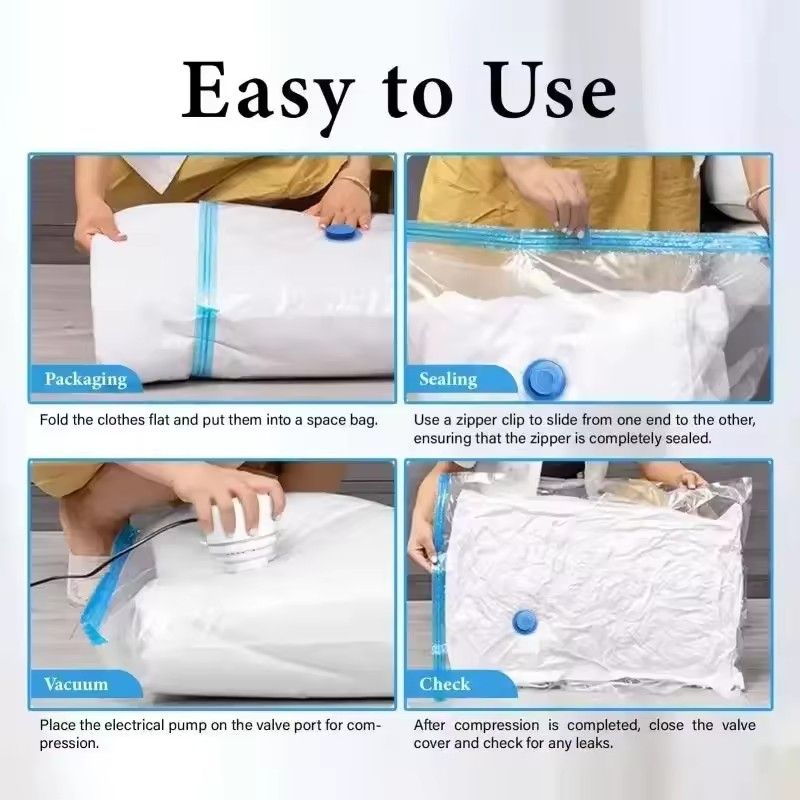 Vacuum Storage Bags Empty Bags for Clothes Vacuum Cleaner Compression Pack Space Saver Travel Storage Bag,With Hand-Pump