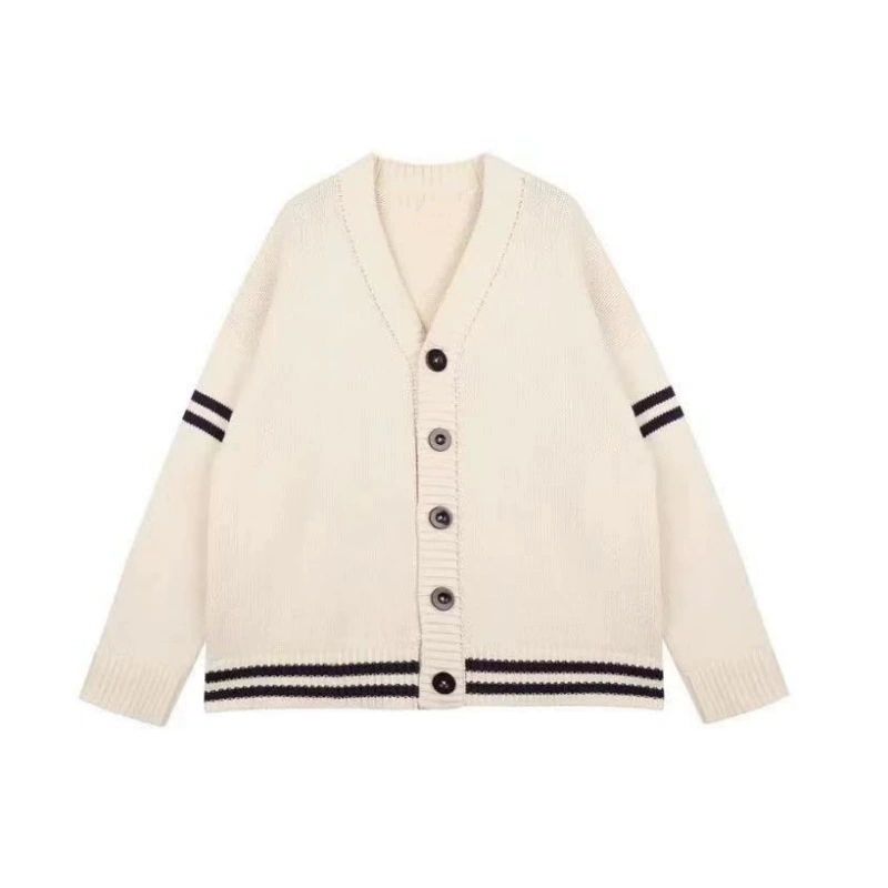 Striped Loose Cardigan Women Y2K Vintage 2025 Autumn Winter Single Breasted Sweater Streetwear Casual Korean Female Knitted Coat