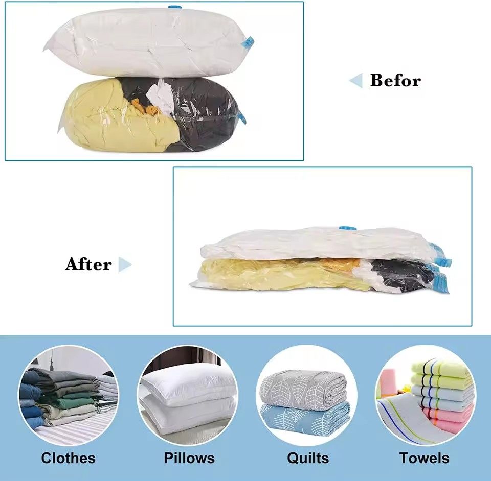 Vacuum Storage Bags Empty Bags for Clothes Vacuum Cleaner Compression Pack Space Saver Travel Storage Bag,With Hand-Pump
