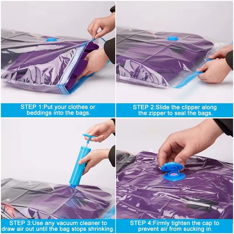 Vacuum Storage Bags Empty Bags for Clothes Vacuum Cleaner Compression Pack Space Saver Travel Storage Bag,With Hand-Pump