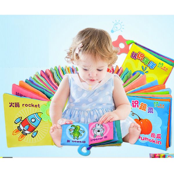 Baby Cloth Book Toy Teether Infant Learning Education Animal Rattle Mobile Toys for Newborn Livros Infantis Mordedores Para Bebe F4--18
