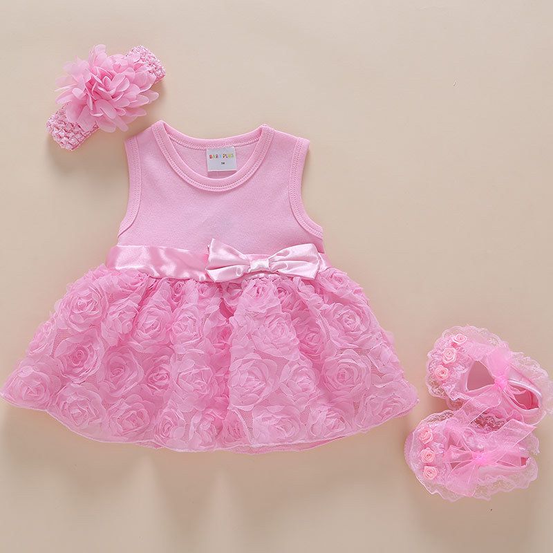 New Born Baby Girls Infant Dress&clothes Summer Kids Party Birthday Outfits 1-2years Shoes Set Christening Gown Baby Jurk Zomer
