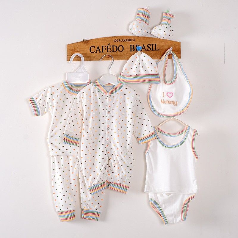 8Piece/0-3Months/Spring Autumn Newborn Baby Tracksuit 100% Cotton Kids Clothes Suit Unisex Infant Boys Girls Clothing Set BC1002