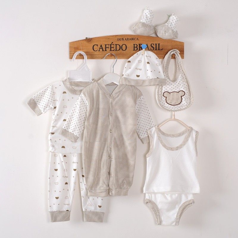 8Piece/0-3Months/Spring Autumn Newborn Baby Tracksuit 100% Cotton Kids Clothes Suit Unisex Infant Boys Girls Clothing Set BC1002