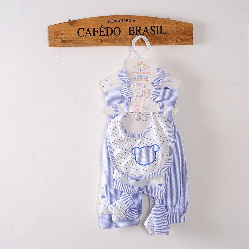 8Piece/0-3Months/Spring Autumn Newborn Baby Tracksuit 100% Cotton Kids Clothes Suit Unisex Infant Boys Girls Clothing Set BC1002