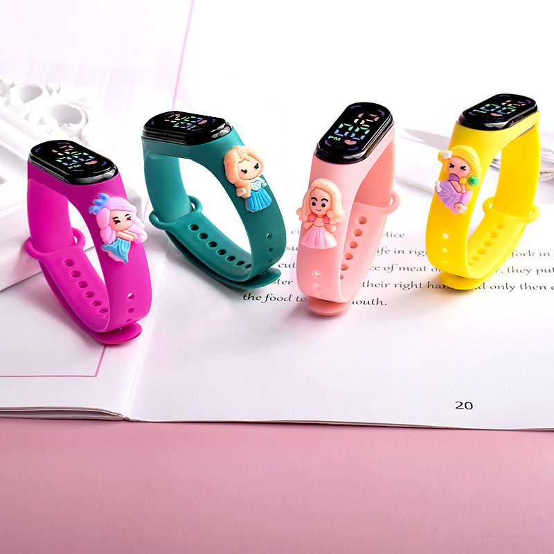 LED Cartoon Princess Watch Waterproof Watch For School Boys Girls Sport Touch Screen Watch For Women Students A-1920