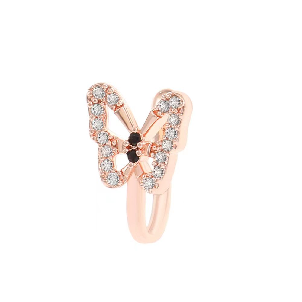 1 Piece Crystal Butterfly Fake Nose Ring Non Pierced Nose Clip Ring Indian Style Nose Cover False Septal Piercing Nose Jewelry A-1813