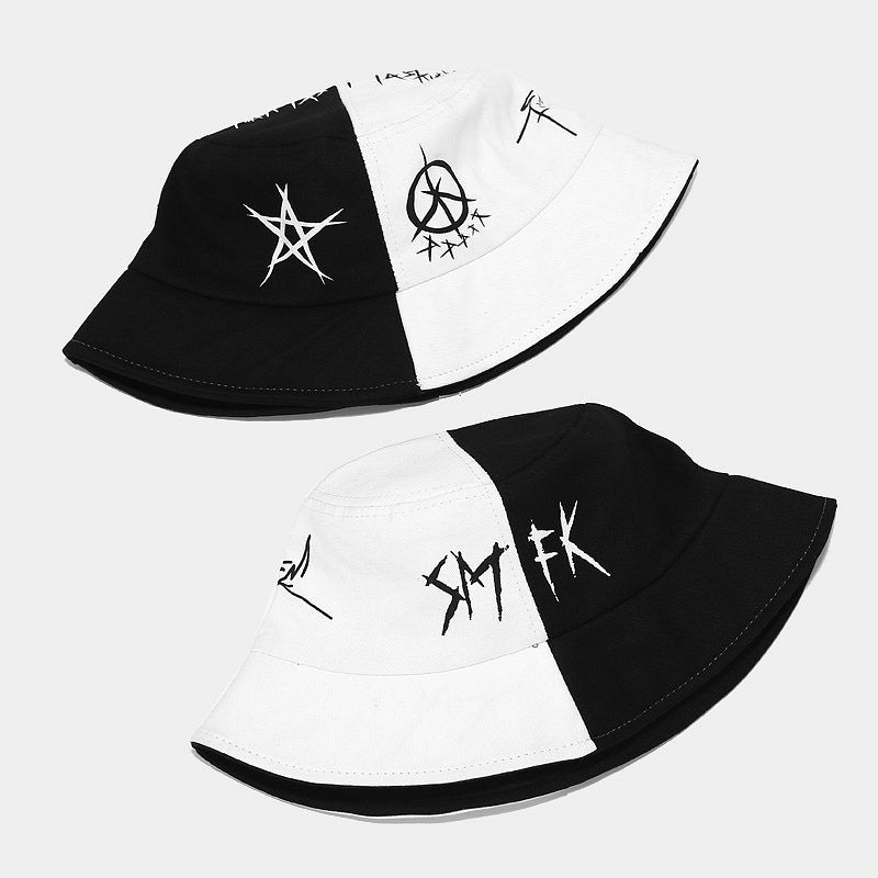 Splicing graffiti fisherman's hat men's and women's summer outdoor sunscreen hat Street trend hip hop basin hat
