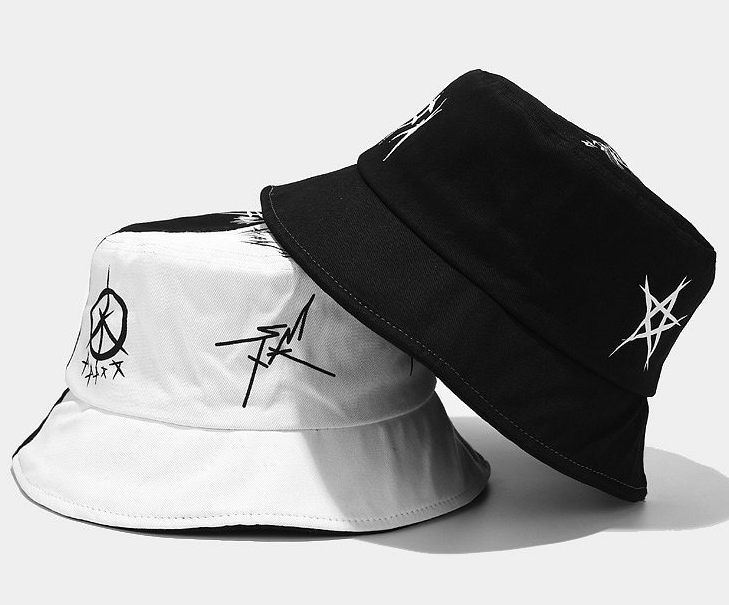 Splicing graffiti fisherman's hat men's and women's summer outdoor sunscreen hat Street trend hip hop basin hat