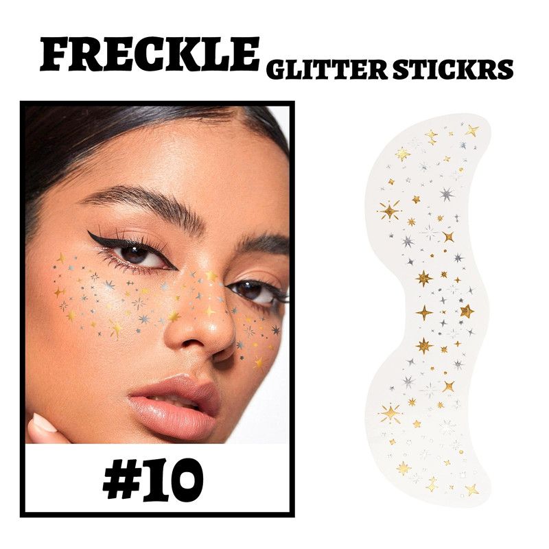 1pc Hot Stamping Freckles Makeup Patches Waterproof Freckles Stickers Tattoo Glitter Bright Face Art Tattoo Sticker Gold Spot