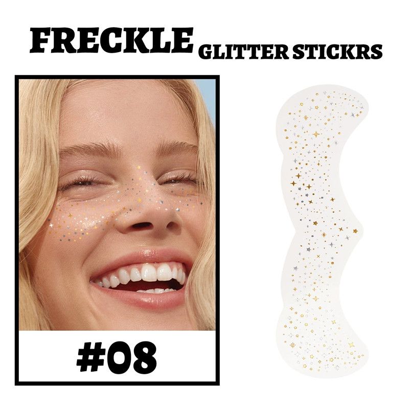 1pc Hot Stamping Freckles Makeup Patches Waterproof Freckles Stickers Tattoo Glitter Bright Face Art Tattoo Sticker Gold Spot