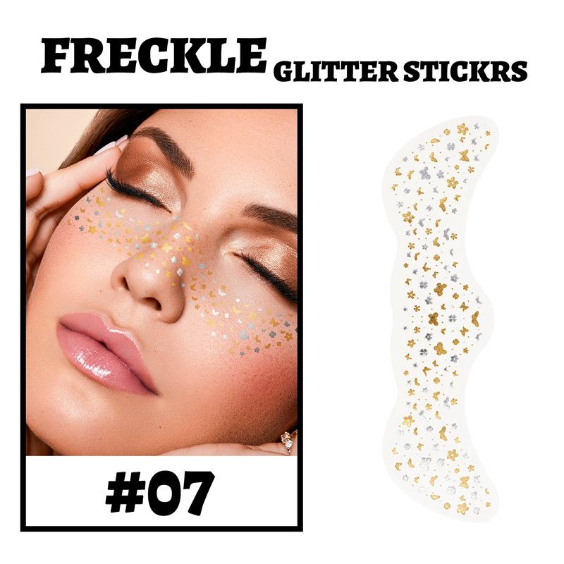 1pc Hot Stamping Freckles Makeup Patches Waterproof Freckles Stickers Tattoo Glitter Bright Face Art Tattoo Sticker Gold Spot