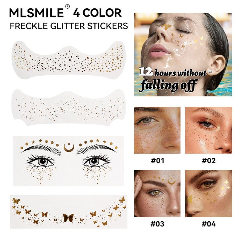 1pc Hot Stamping Freckles Makeup Patches Waterproof Freckles Stickers Tattoo Glitter Bright Face Art Tattoo Sticker Gold Spot