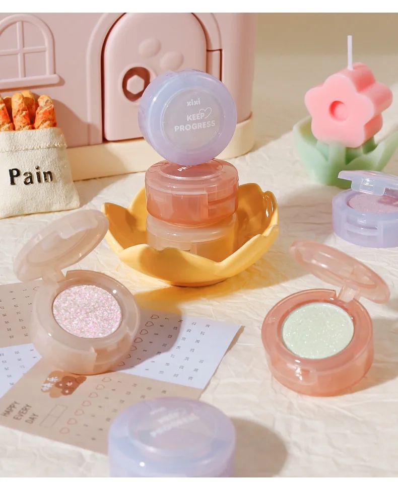 XIXI Monochrome Eyeshadow Palette Discoloration Eyeshadow Highlighter Sequins Waterproof Lasting Eyes Makeup Pigments