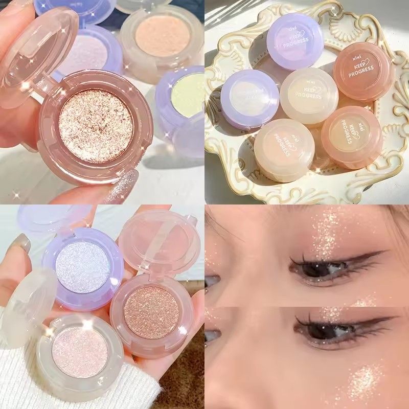 XIXI Monochrome Eyeshadow Palette Discoloration Eyeshadow Highlighter Sequins Waterproof Lasting Eyes Makeup Pigments