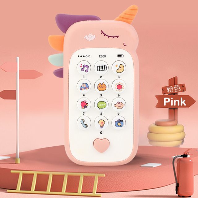 Baby Phone Toy Music Sound Telephone Sleeping Toys with Teether Simulation Toys Phone Infant Early Educational Toy Kids Gifts C-337