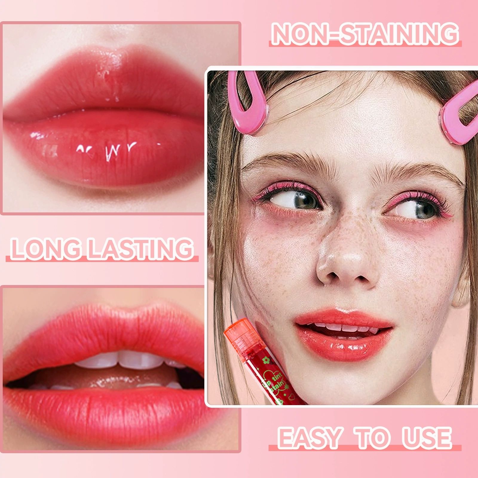 MLSMILE Ball Non-stick Cup Lip Dye Liquid Lip glaze Waterproof long-lasting easy color Lipstick Water Lip gloss transparent lip view 5
