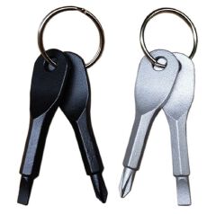 2pcs outdoor EDC portable multi-function tool with key ring screwdriver + Phillips screwdriver C-84-3