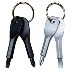 2pcs outdoor EDC portable multi-function tool with key ring screwdriver + Phillips screwdriver C-84-3
