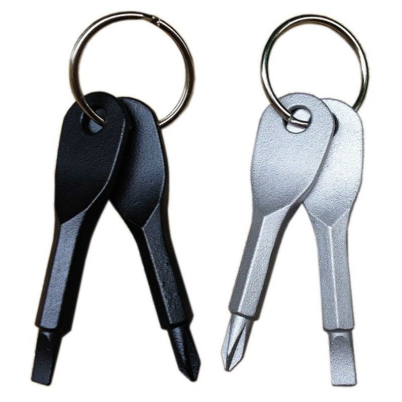 2pcs outdoor EDC portable multi-function tool with key ring screwdriver + Phillips screwdriver C-84-3