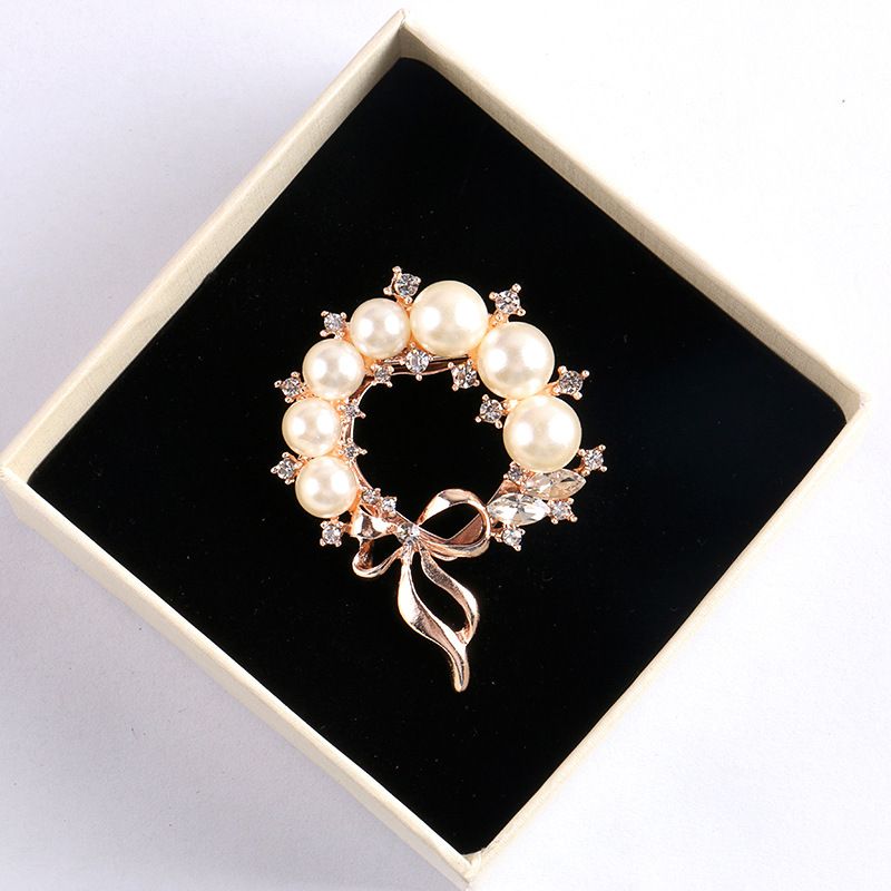 Bridal Dual Purpose Imitation Pearl Brooches Pin Flower Rhinestone Scarf Clip Crystal Gift For Women A-79