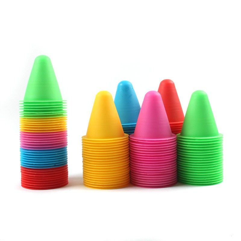50Pcs Soccer Training Cones Plastic Roller Skating Bar Flag Cone, Football Practice Obstacle Marking Cone Sports Equipment E-873
