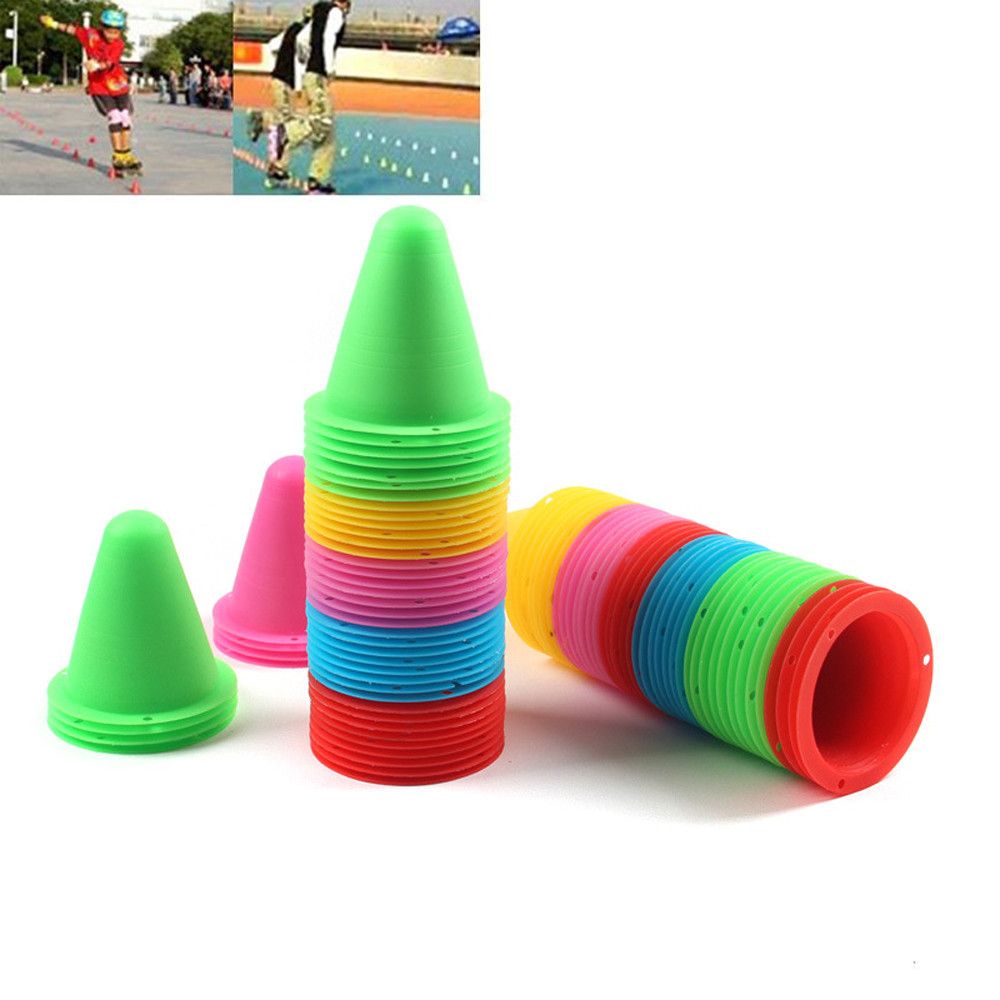 50Pcs Soccer Training Cones Plastic Roller Skating Bar Flag Cone, Football Practice Obstacle Marking Cone Sports Equipment E-873