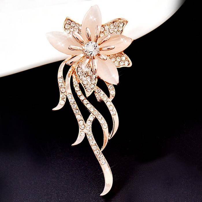 Fashion Exquisite Rhinestones Cat's Eye Orchid Brooch Brooch Collar Needles Joker Dress Accessories Scarves Buckle A-849