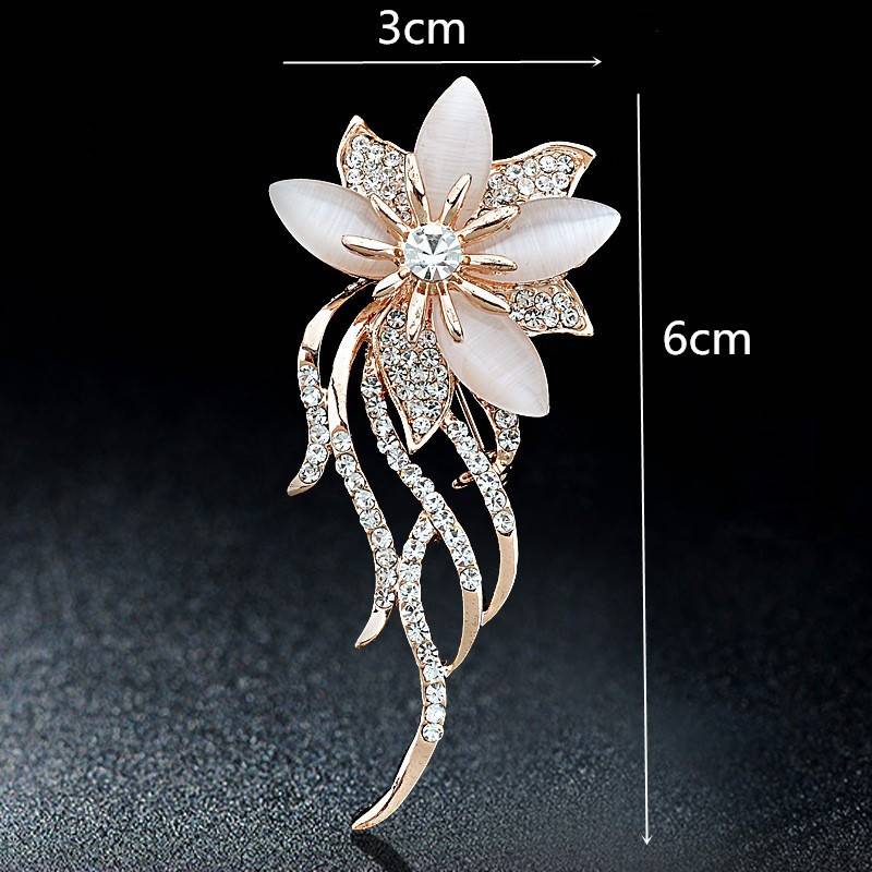 Fashion Exquisite Rhinestones Cat's Eye Orchid Brooch Brooch Collar Needles Joker Dress Accessories Scarves Buckle A-849