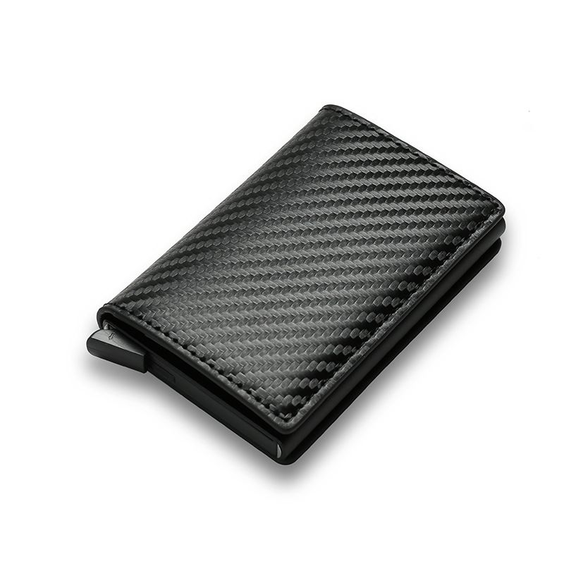 RFID anti-theft brush automatic pop-up card bag ultra-thin credit card metal card bag men's multi card wallet carbon fiber C-221