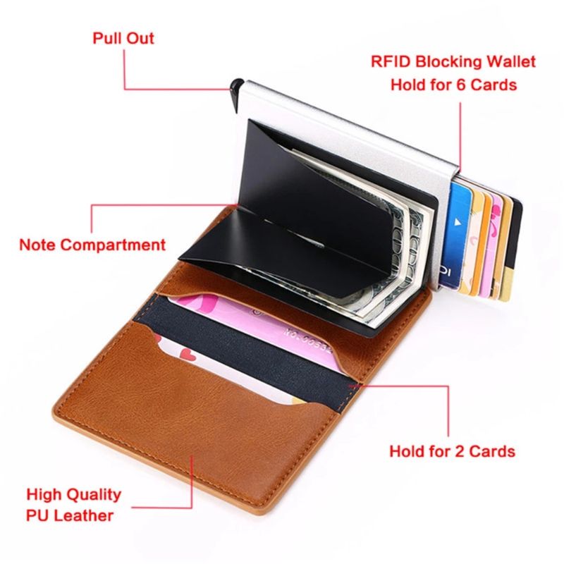 RFID anti-theft brush automatic pop-up card bag ultra-thin credit card metal card bag men's multi card wallet carbon fiber C-221