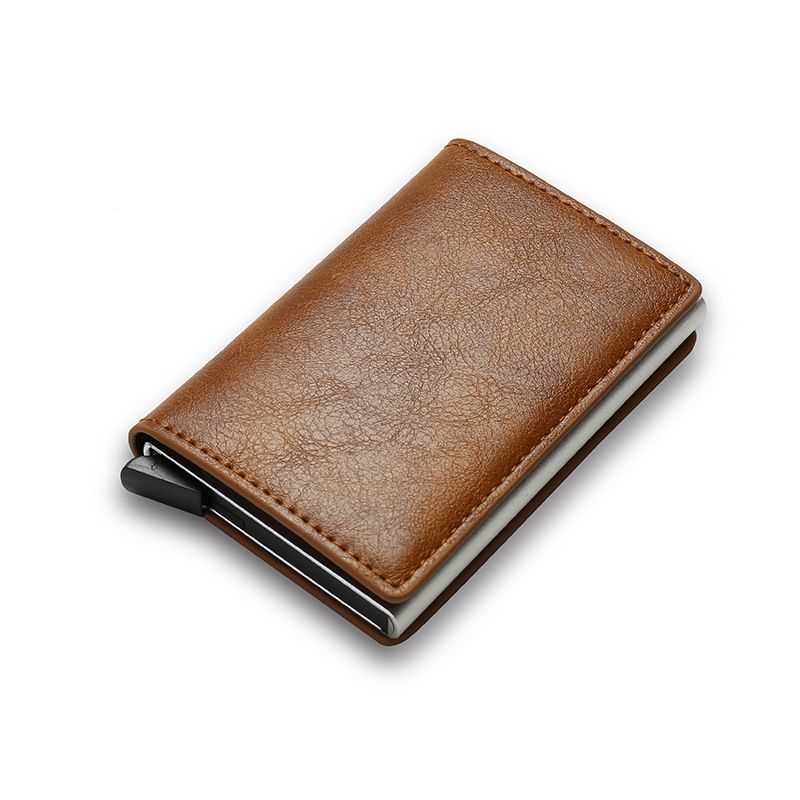 RFID anti-theft brush automatic pop-up card bag ultra-thin credit card metal card bag men's multi card wallet carbon fiber C-221