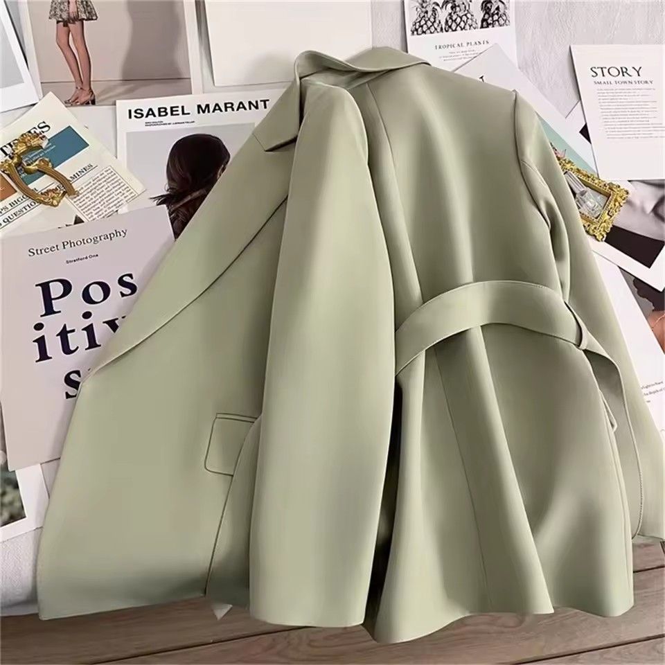 Women's Suit Coat With Belt Elegant Casual Blazer Korean Fashion Luxury Jacket Spring Autumn Solid Color Ladies Office Clothing