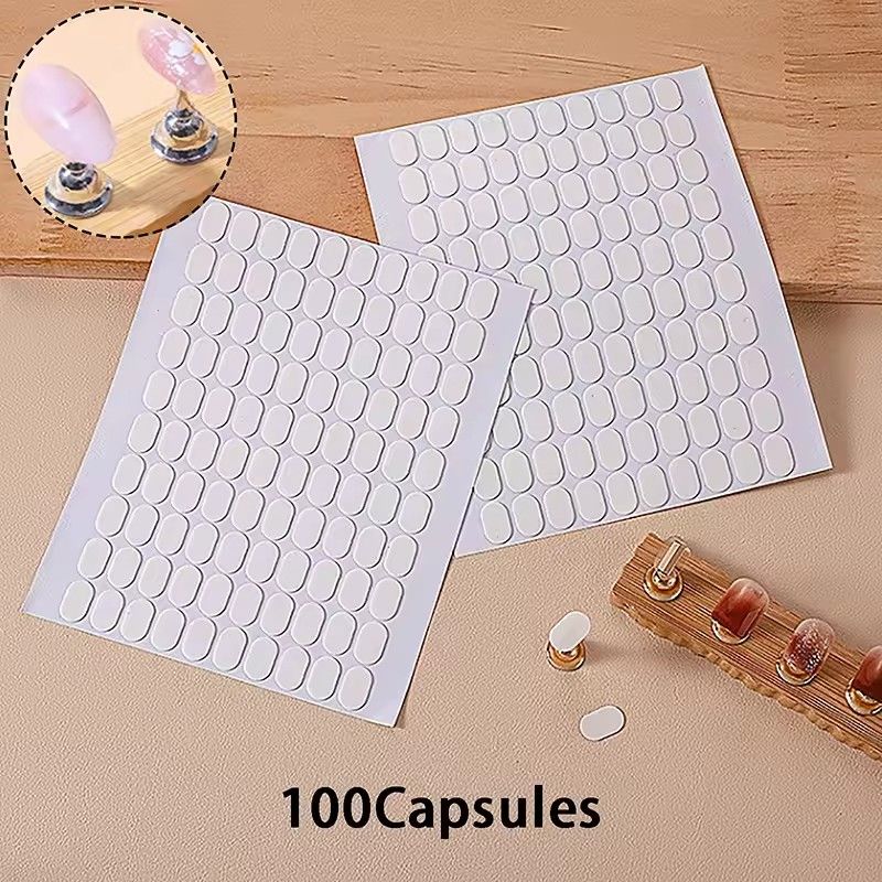 200 stickers/2 sheets Traceless Transparent Nail Double-side Adhesive Tape For False Nails Display Stand Tools Manicure Strip