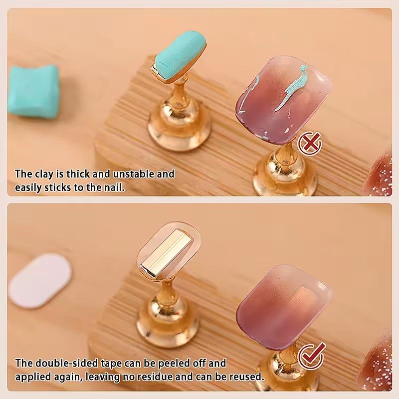 200 stickers/2 sheets Traceless Transparent Nail Double-side Adhesive Tape For False Nails Display Stand Tools Manicure Strip