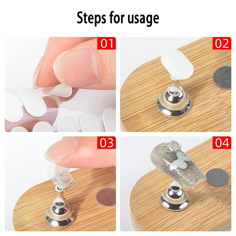200 stickers/2 sheets Traceless Transparent Nail Double-side Adhesive Tape For False Nails Display Stand Tools Manicure Strip