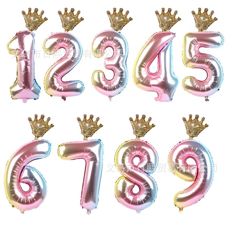 32-inch Digital Balloon Children's Birthday Cartoon Inflatable Children Birthday Party Decoration Party Hat Column Balloon Toy E-1185