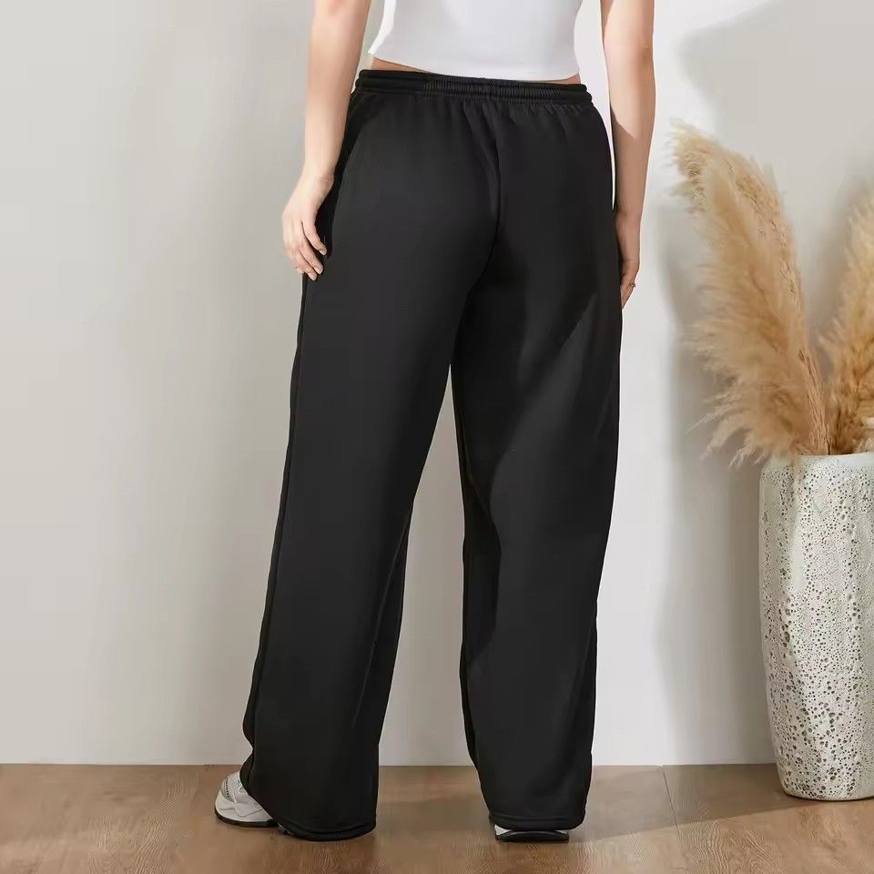 Womens Wide Leg Sweatpants Elastic High Waist Straight Legged Sweatpants Basic Baggy Comfy Jogger Sweat Pants Orange Gray Bottom