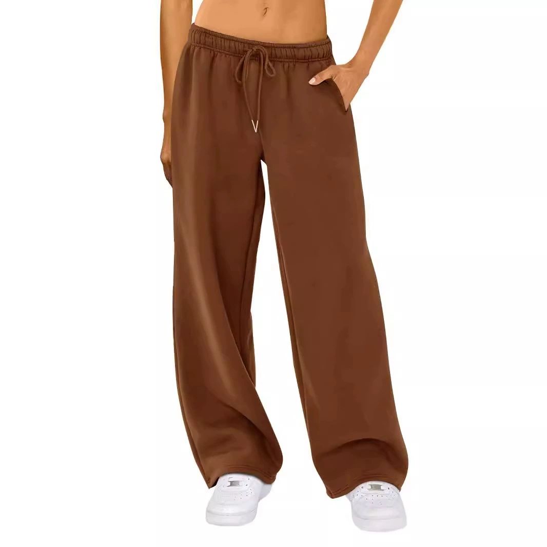 Womens Wide Leg Sweatpants Elastic High Waist Straight Legged Sweatpants Basic Baggy Comfy Jogger Sweat Pants Orange Gray Bottom