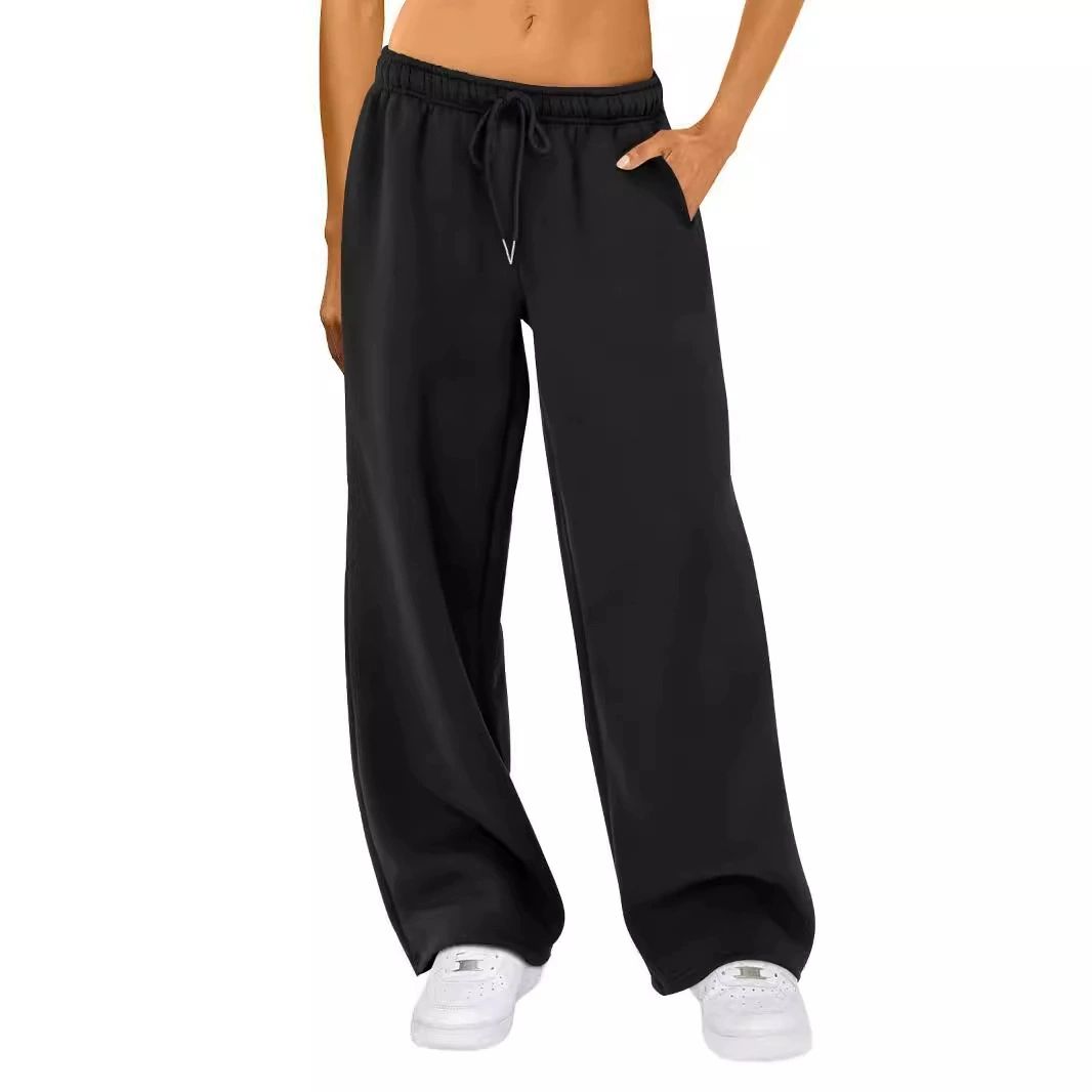 Womens Wide Leg Sweatpants Elastic High Waist Straight Legged Sweatpants Basic Baggy Comfy Jogger Sweat Pants Orange Gray Bottom