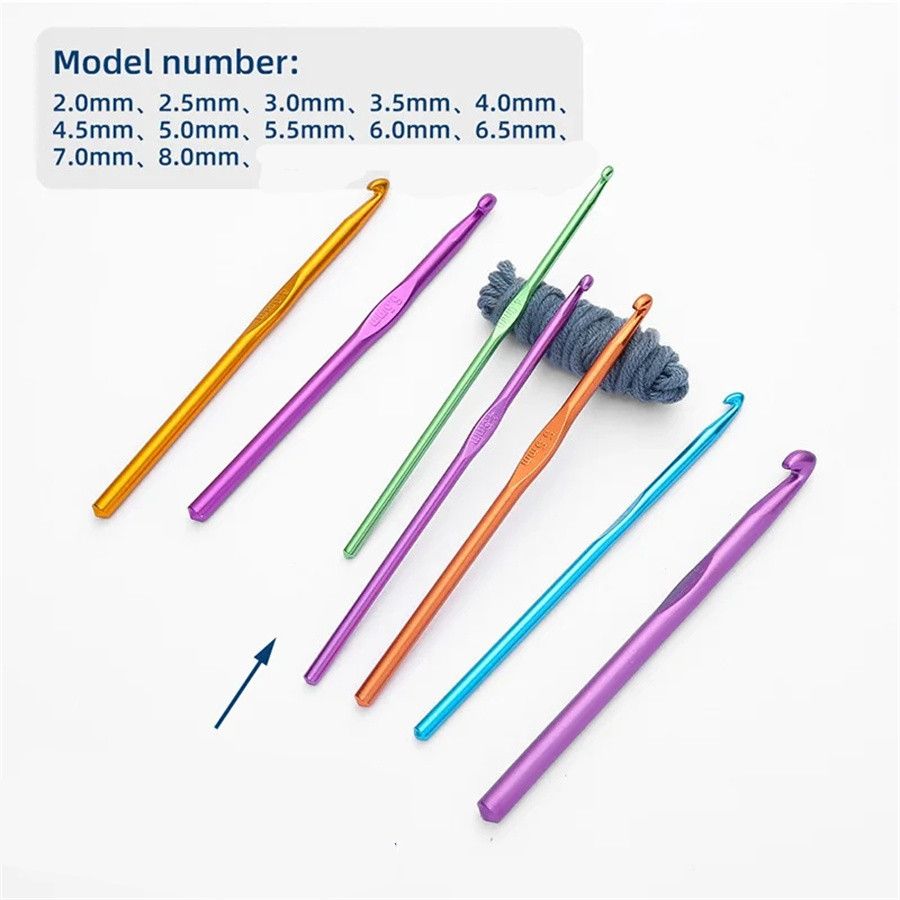 Colorful Aluminum12pcs Oxidized Crochet Hook Set Wool Knitting Tools Aluminum Crochet Hooks Knitting Needles   C-535