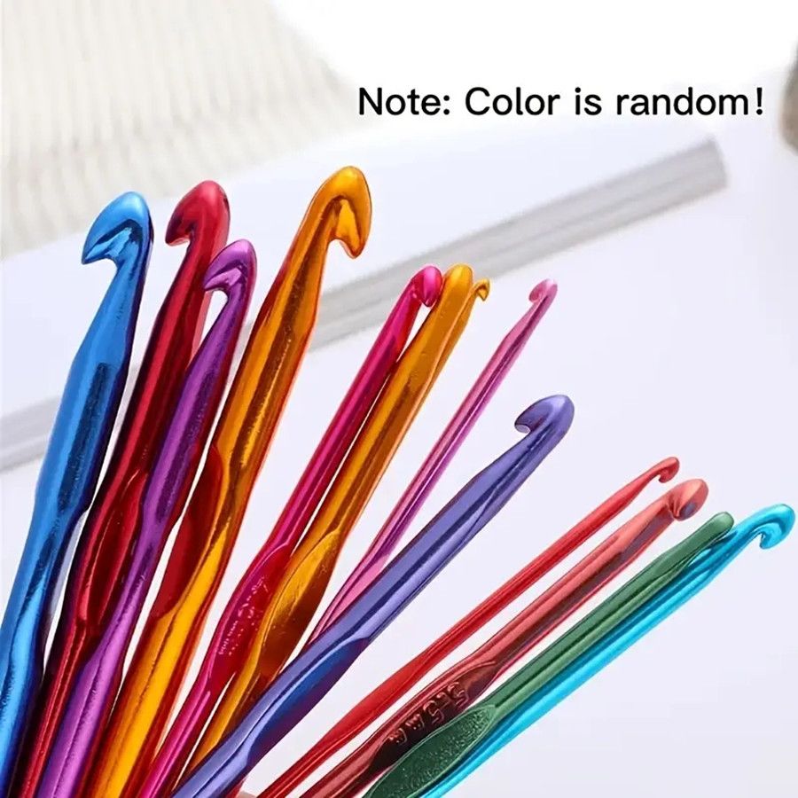 Colorful Aluminum12pcs Oxidized Crochet Hook Set Wool Knitting Tools Aluminum Crochet Hooks Knitting Needles   C-535