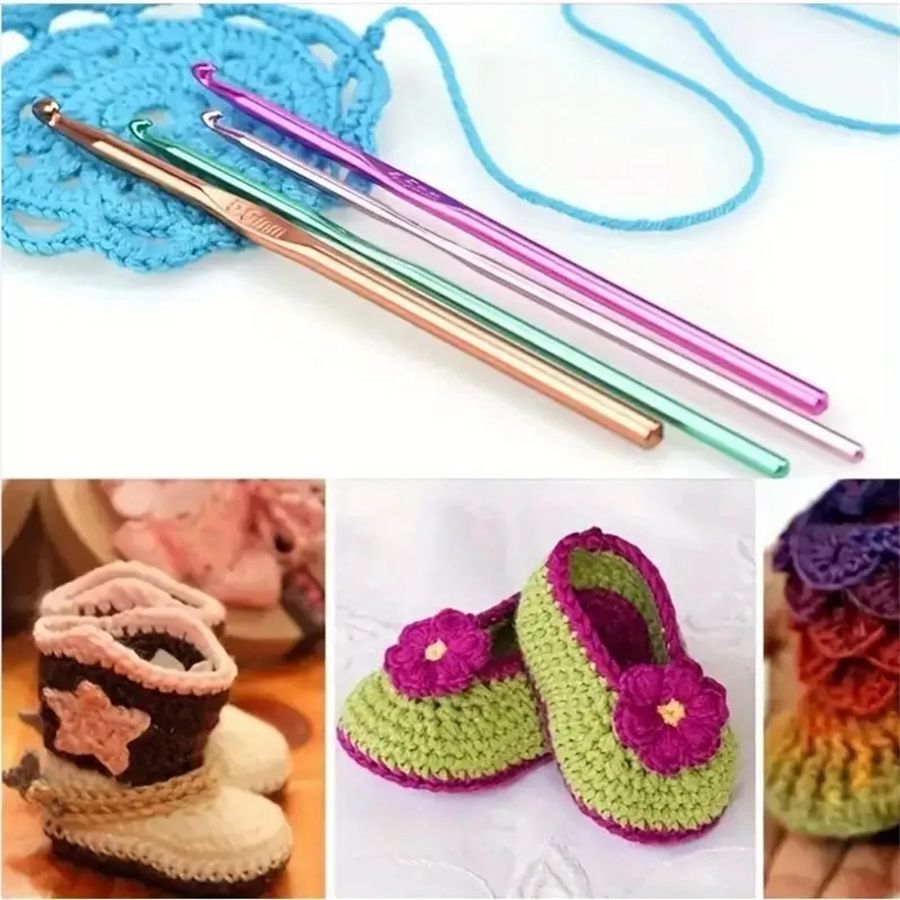 Colorful Aluminum12pcs Oxidized Crochet Hook Set Wool Knitting Tools Aluminum Crochet Hooks Knitting Needles   C-535
