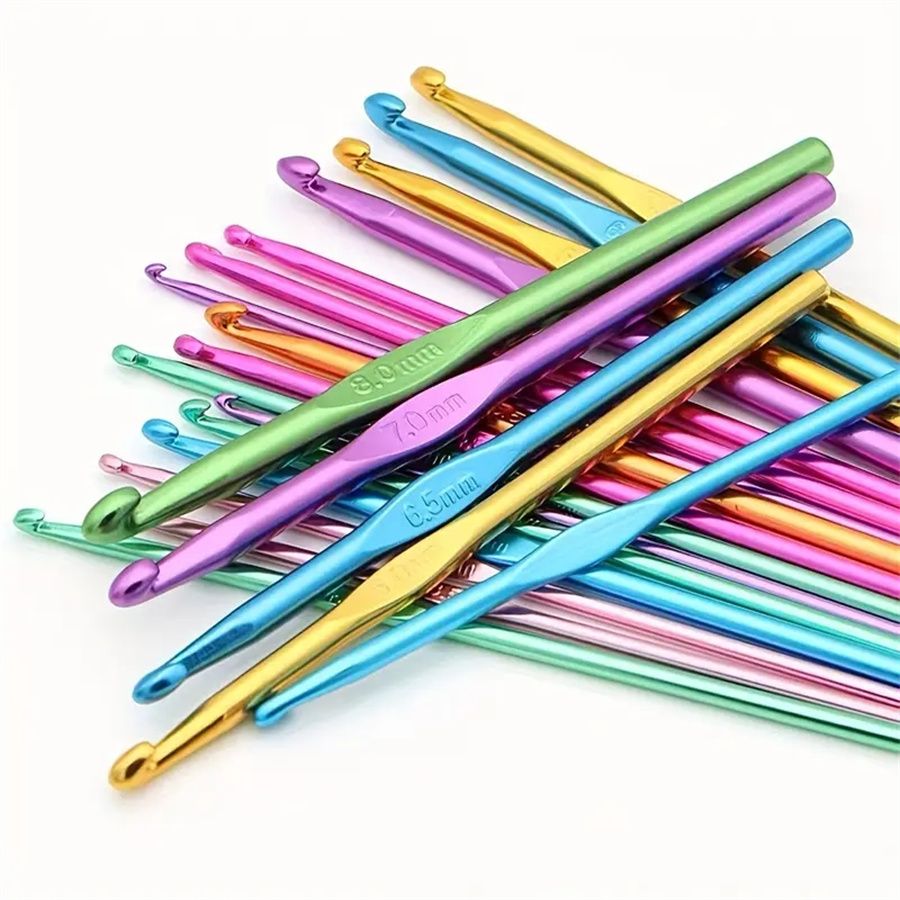 Colorful Aluminum12pcs Oxidized Crochet Hook Set Wool Knitting Tools Aluminum Crochet Hooks Knitting Needles   C-535