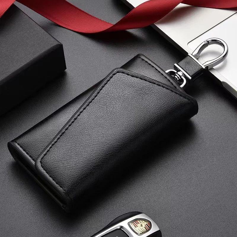 1PC Genuine Leather Keychain Men Women Key Holder Organizer Pouch Cow Split Car Key Wallet Housekeeper Key Case Mini Card Bag C-448