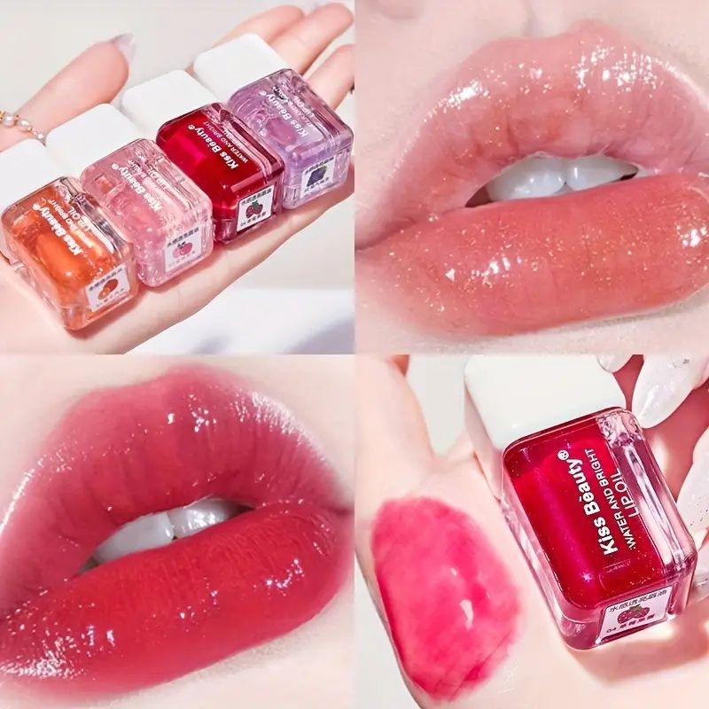 1pc Moisturizing Translucent Lip Oil Doodle Dewy Lip Luminous Berry Tone Lip Gloss Pearlescent Mirror Lip Glaze Glitter Lip Glos B2-876