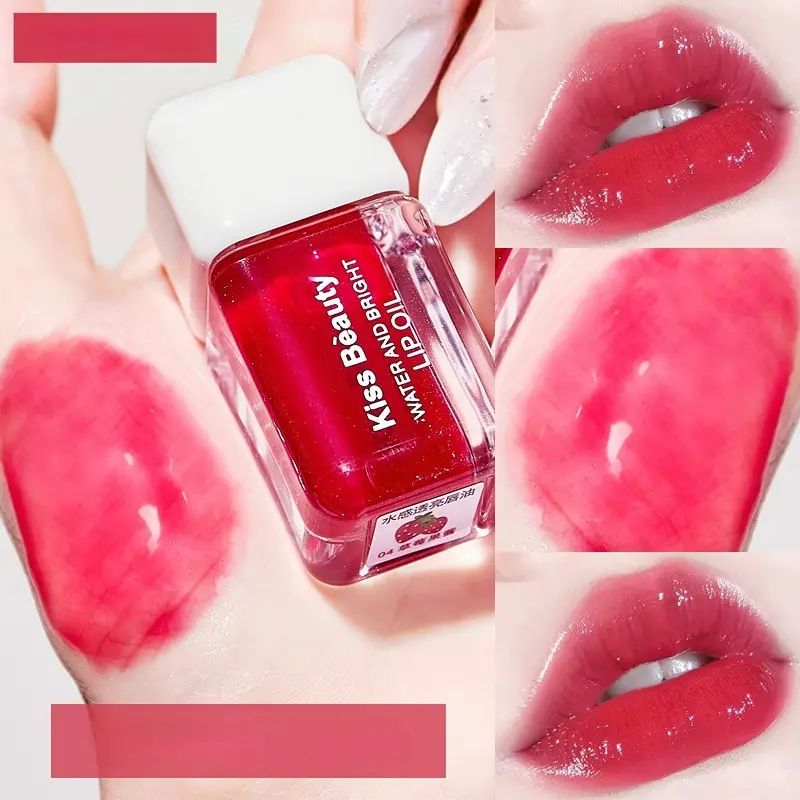 1pc Moisturizing Translucent Lip Oil Doodle Dewy Lip Luminous Berry Tone Lip Gloss Pearlescent Mirror Lip Glaze Glitter Lip Glos B2-876 view 7