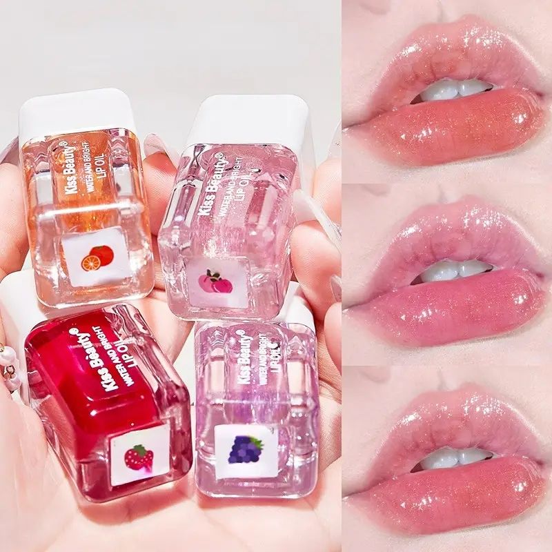 1pc Moisturizing Translucent Lip Oil Doodle Dewy Lip Luminous Berry Tone Lip Gloss Pearlescent Mirror Lip Glaze Glitter Lip Glos B2-876 view 2