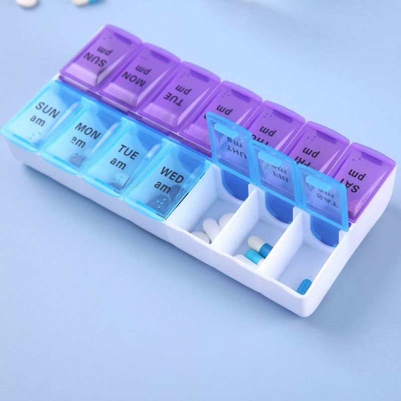 Weekly 14 Grids 7 Days Pill Box Portable Travel Cases Organizer Pill Container Storage Tablets Vitamin Medicine